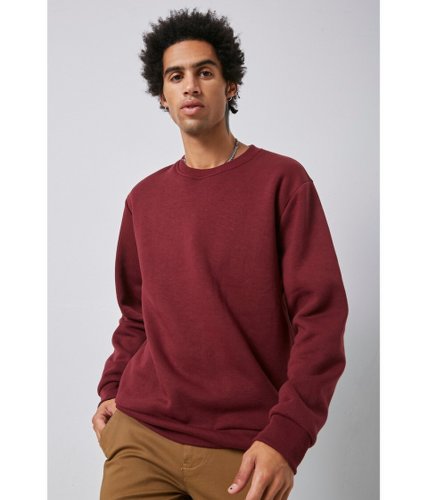 Imbracaminte barbati forever21 crew neck fleece sweatshirt burgundy