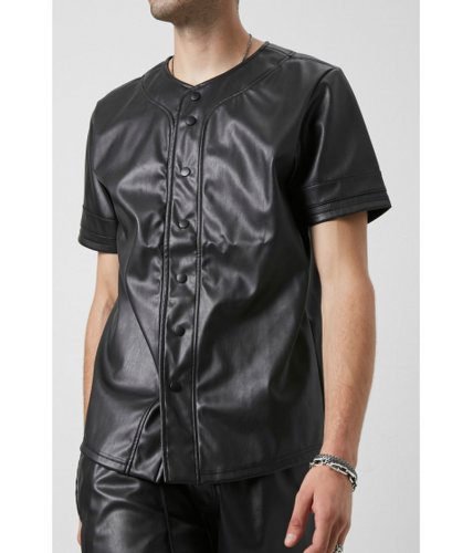 Imbracaminte barbati forever21 faux leather shirt black