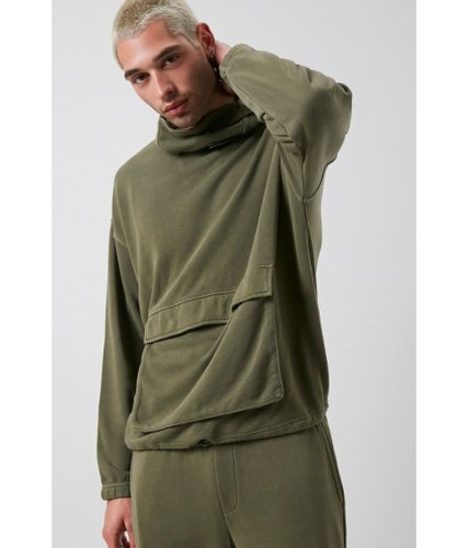 Imbracaminte barbati forever21 flap-pocket cowl neck hoodie olive