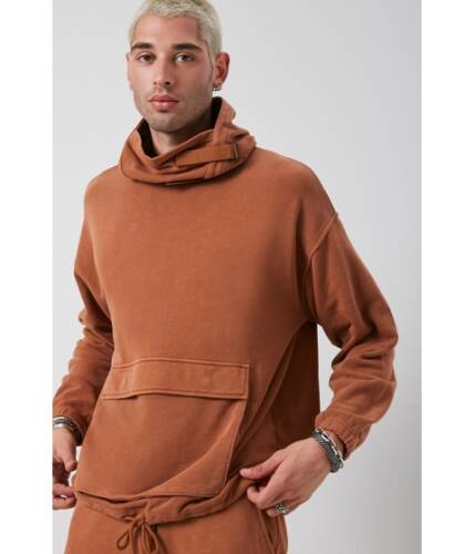 Imbracaminte barbati forever21 flap-pocket cowl neck hoodie rust