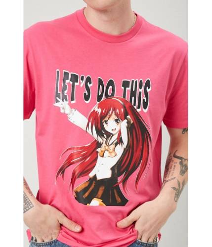 Imbracaminte barbati forever21 lets do this anime graphic tee pinkblack