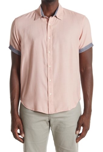 Imbracaminte barbati fundamental coast paradise short sleeve regular fit shirt pale pink