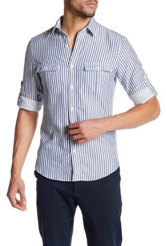 Imbracaminte barbati gant skipper striped trim fit shirt indigo