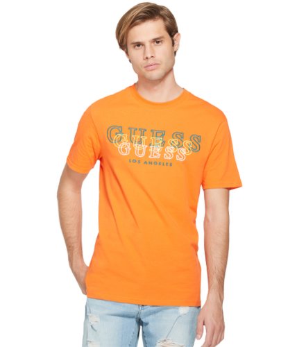 Imbracaminte barbati guess champ logo crewneck tee chaotic orange