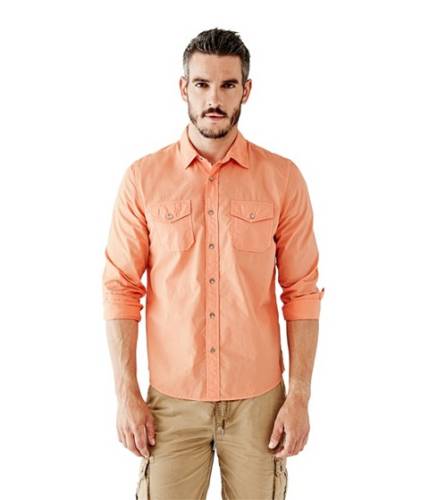 Imbracaminte barbati guess laguna long-sleeve peached regular-fit shirt clementine