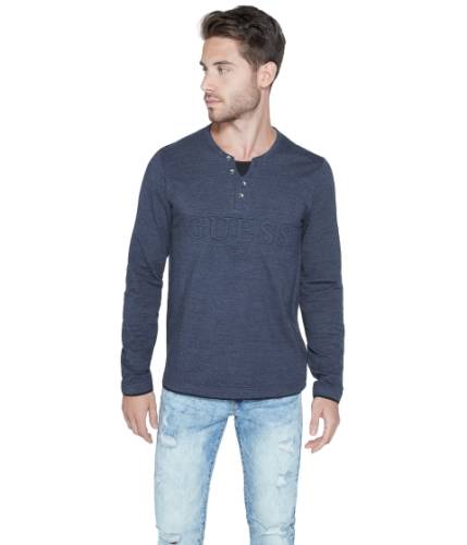 Imbracaminte barbati guess reese logo marled henley officer blue