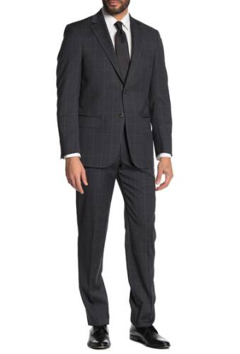 Imbracaminte barbati hart schaffner marx windowpane print 2-piece suit greyblue