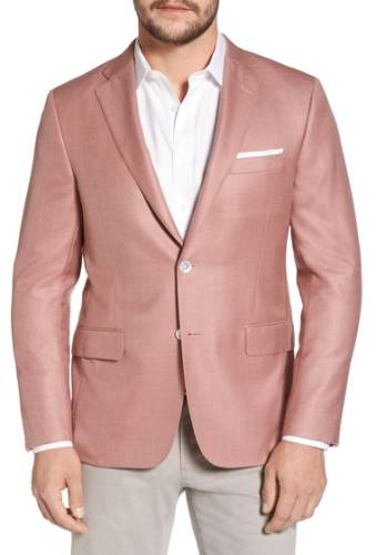 Imbracaminte barbati hickey freeman pink solid two button notch lapel classic b fit wool silk blazer pink
