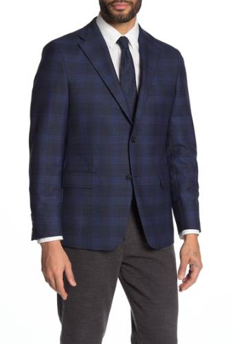 Imbracaminte barbati hickey freeman plaid notch collar dual button sports coat medium blue