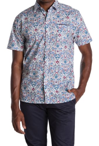 Imbracaminte barbati impatient wolves short sleeve in the jungle floral print shirt white multi