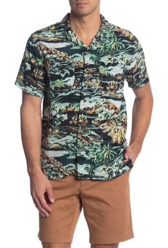Imbracaminte barbati j crew hawaiian short sleeve relaxed fit shirt volcano hawaiian green brown