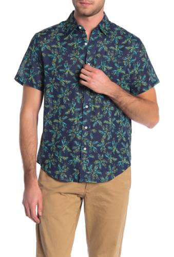 Imbracaminte barbati j crew short sleeve tropical classic fit shirt al tropical palm blue green