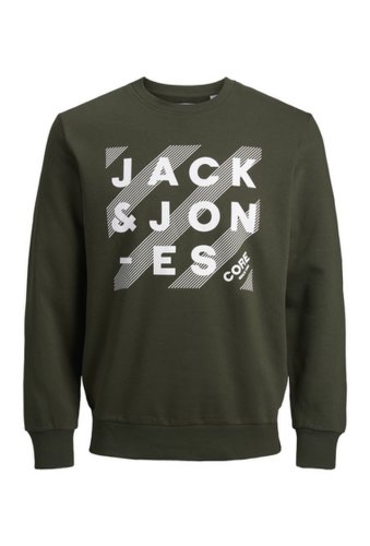 Imbracaminte barbati jack jones hero logo print pullover sweatshirt forest night jj core