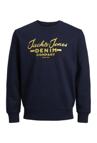 Imbracaminte barbati jack jones hero logo print pullover sweatshirt navy blazer jj core