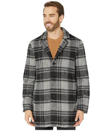 Imbracaminte barbati john varvatos star usa carsen car coat in plaid wool blend o1848v3b black multi