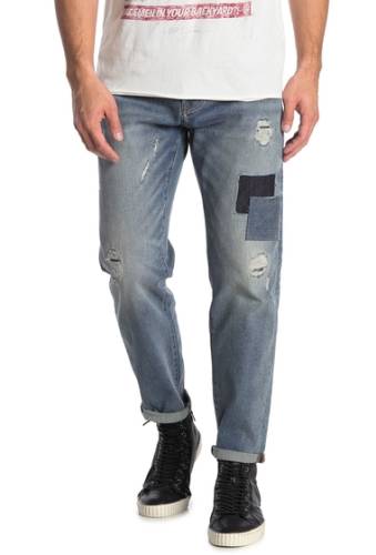 Imbracaminte barbati john varvatos star usa garage patchwork tapered jeans light blue