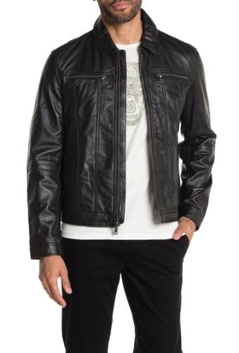 Imbracaminte barbati john varvatos star usa genuine leather trucker jacket black