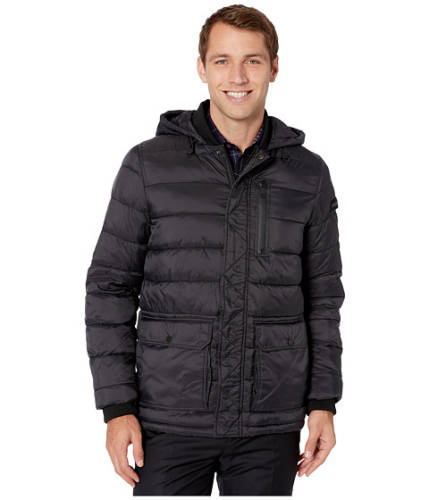 Imbracaminte barbati kenneth cole hooded puffer w oversized pockets black