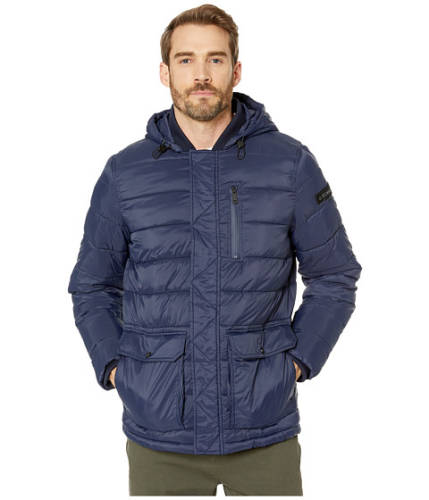 Imbracaminte barbati kenneth cole hooded puffer w oversized pockets navy