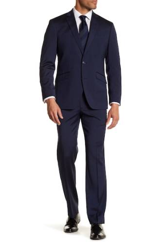 Imbracaminte barbati kenneth cole reaction navy blue solid two button performance slim fit suit navy iridescent