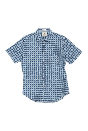 Imbracaminte barbati kennington square print short sleeve shirt blu