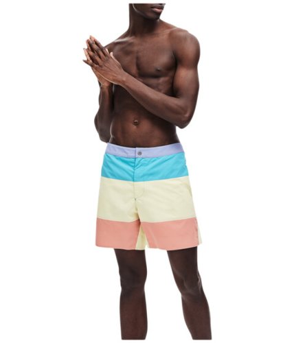 Imbracaminte barbati lacoste color-block stripe swim trunks with button quotsummerquot purpyclusielf pinkcicer