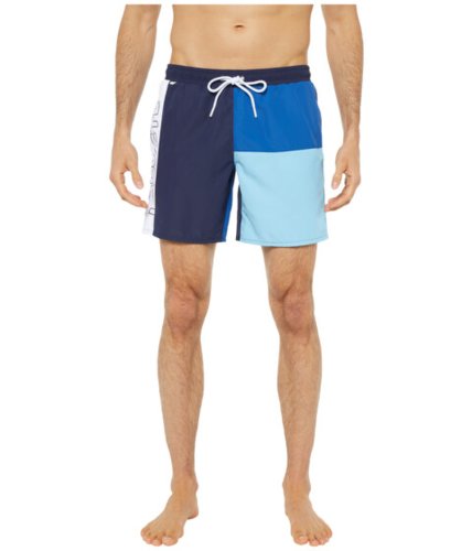 Imbracaminte barbati lacoste quotcolor-blockquot and printed mid length swim trunks navy blueelectricbarbeau bluewhite
