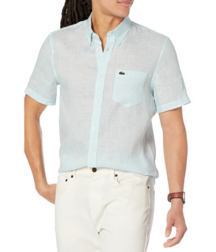 Imbracaminte barbati lacoste short sleeve regular fit linen casual button-down shirt with front pocket rill