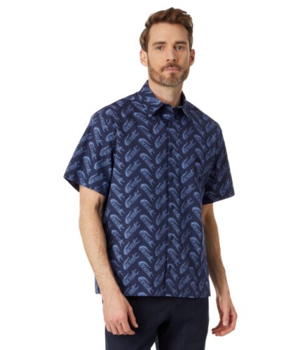 Imbracaminte barbati lacoste short sleeve relaxed fit button-down shirt navy blueethereal
