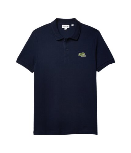 Imbracaminte barbati lacoste short sleeve solid polo embroidered animation badge on chest quotgreetquot navy blue
