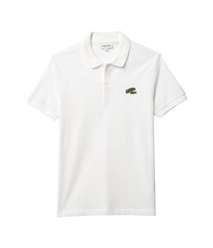 Imbracaminte barbati lacoste short sleeve solid polo embroidered animation badge on chest quotgreetquot white