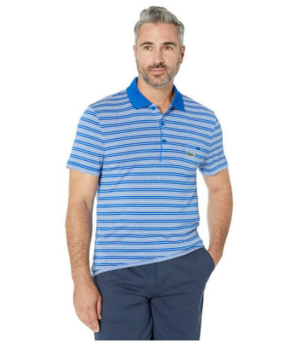 Imbracaminte barbati Lacoste short sleeve ultra dry striped golf polo w pocket aviatorwhite