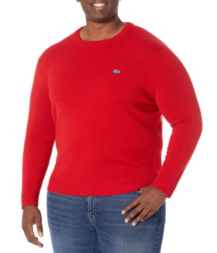 Imbracaminte barbati lacoste wool crew neck sweater with multicolor neps neps red