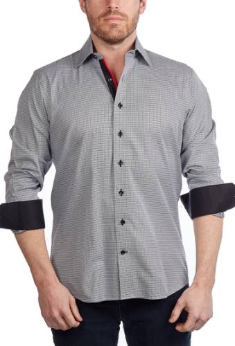 Imbracaminte barbati levinas gingham contemporary fit shirt black houndstooth