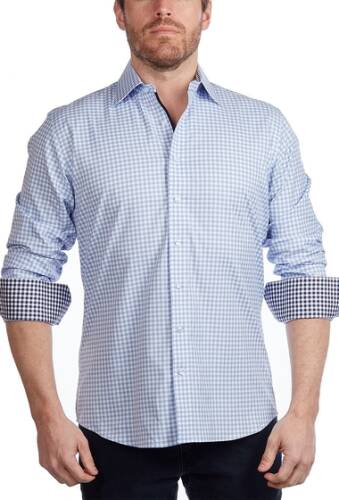 Imbracaminte barbati levinas gingham contemporary fit shirt lt blue gingham