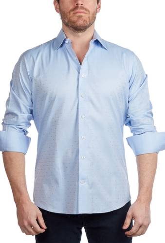 Imbracaminte barbati levinas polka dot contemporary fit dress shirt blue