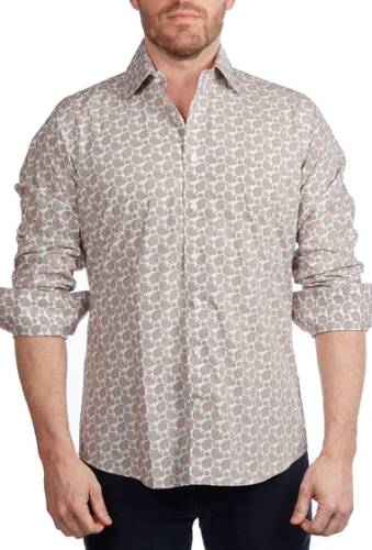 Imbracaminte barbati levinas printed contemporary fit shirt light brown floral arrangement