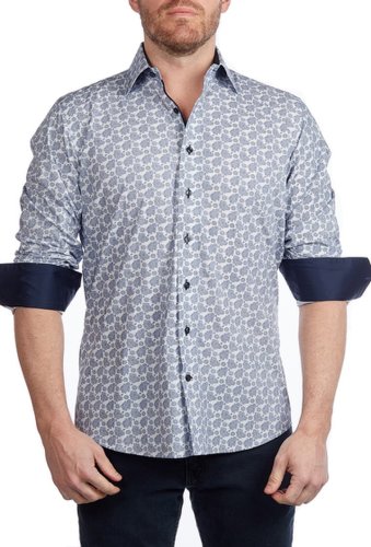 Imbracaminte barbati levinas printed contemporary fit shirt navy floral arrangement