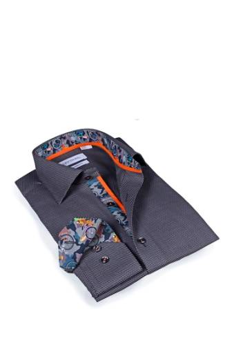 Imbracaminte barbati levinas signature pattern slim fit sport shirt charcoal pattern
