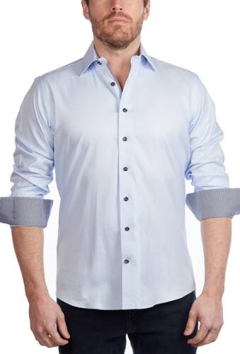 Imbracaminte barbati levinas solid contemporary fit shirt blue houndstooth