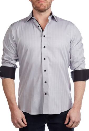 Imbracaminte barbati levinas solid contemporary fit shirt grey herringbone