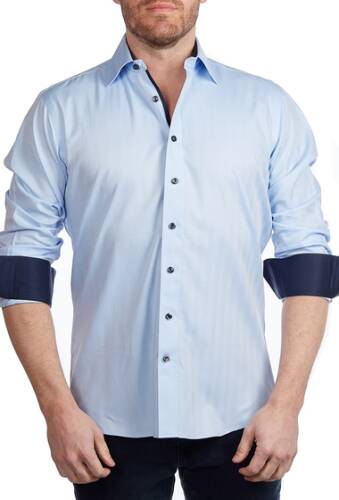 Imbracaminte barbati levinas solid contemporary fit shirt light blue herringbone