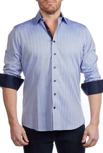 Imbracaminte barbati levinas solid contemporary fit shirt navy herringbone