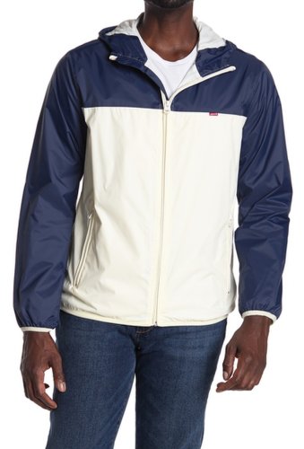 Imbracaminte barbati levis colorblock hooded rain jacket navy white