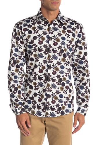 Imbracaminte barbati lindbergh floral print long sleeve regular fit shirt white