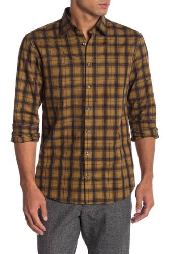 Imbracaminte barbati lindbergh long sleeve checkered regular fit shirt dark mustard