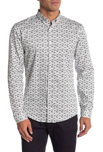 Imbracaminte barbati lindbergh long sleeve printed regular fit shirt grey