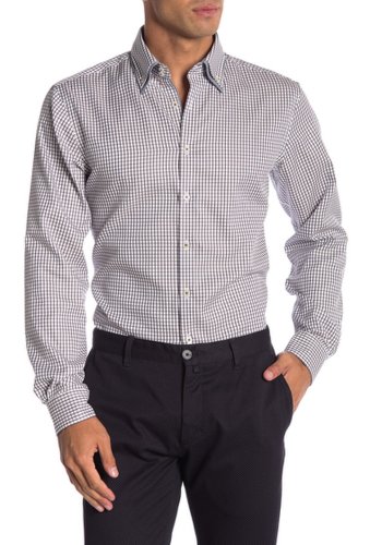 Imbracaminte barbati lindbergh long sleeve regular fit checkered shirt dark sand