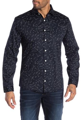 Imbracaminte barbati lindbergh patterned long sleeve regular fit shirt navy