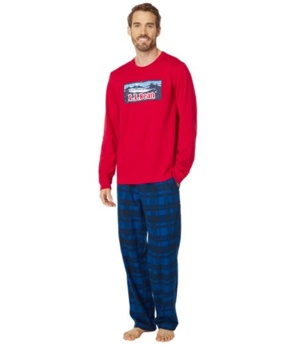 Imbracaminte barbati llbean camp pajamas set regular nautical red